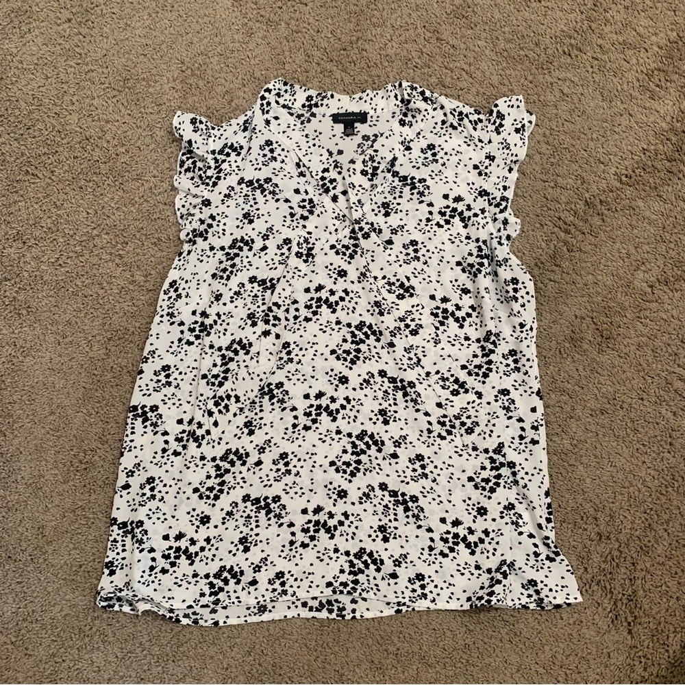 Tamara H. Black White Blouse 1X
